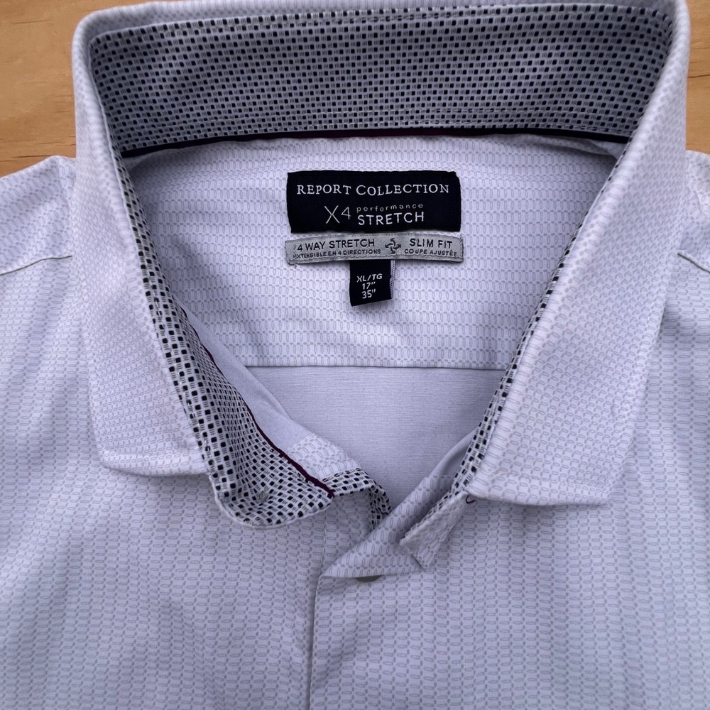 Report Collection X4 Performance Stretch Dress Shirt Mens XL Slim Fit Light Grey